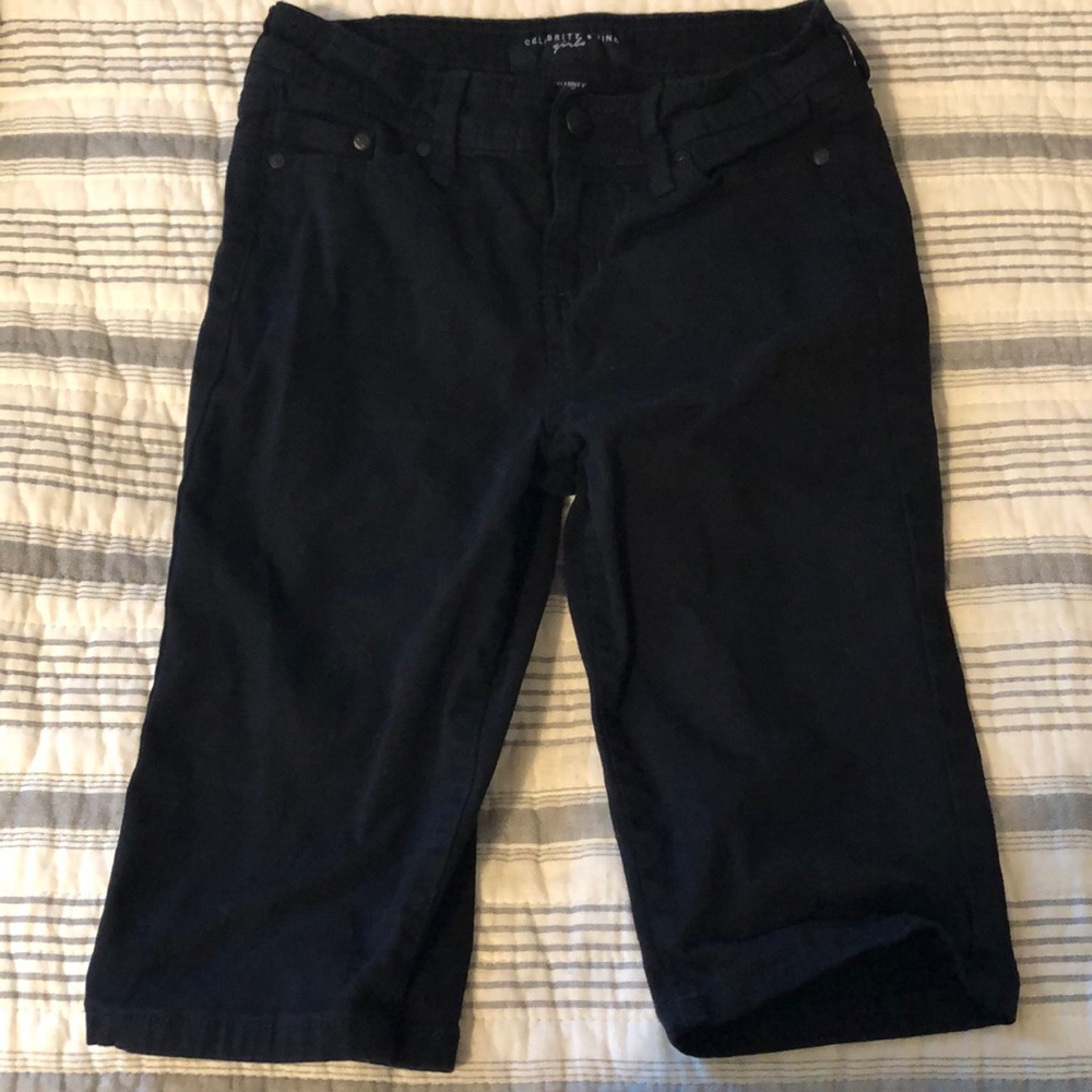 Girls, Black knee length shorts.